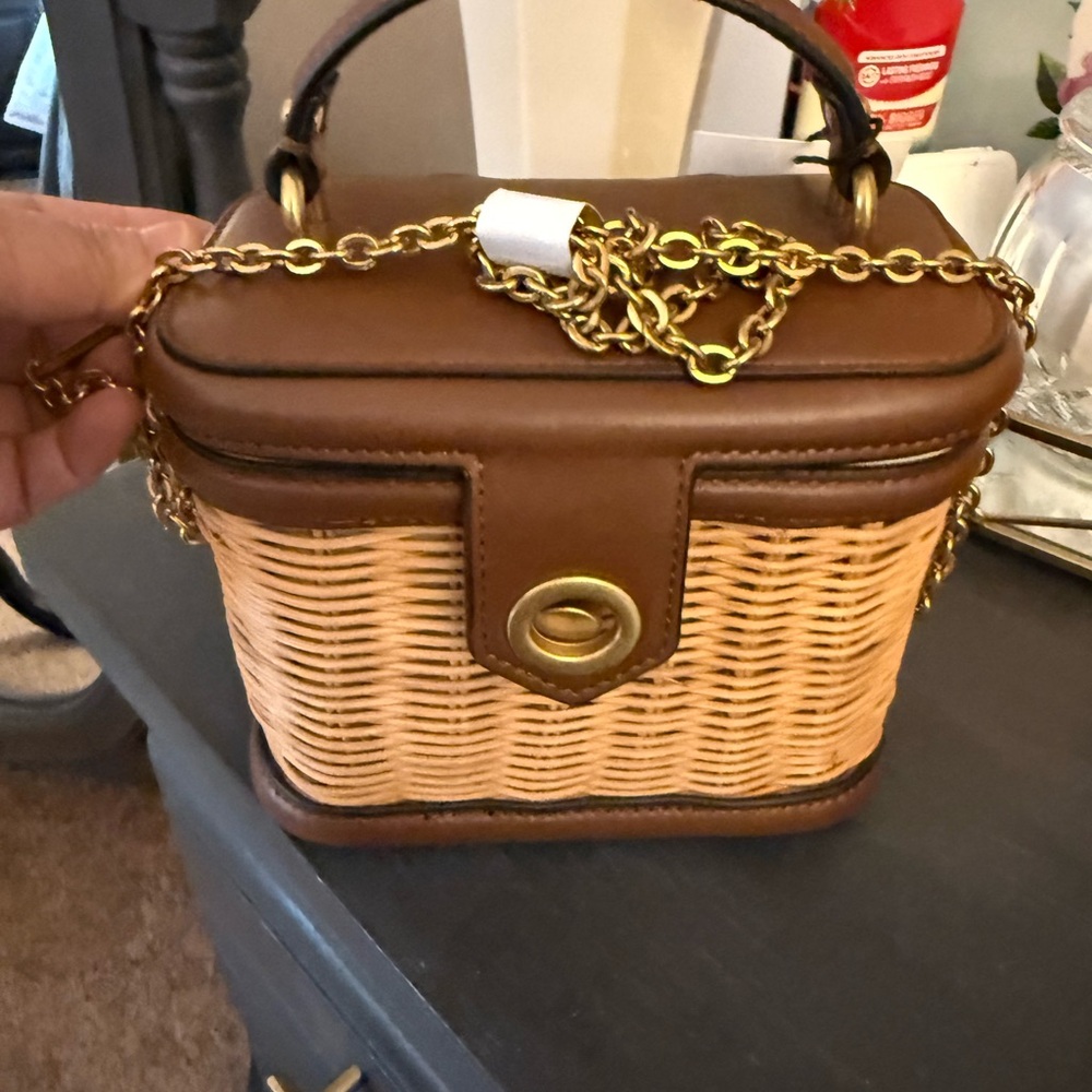 Zara Tan and Brown Wicker Mini Bag - Picture 5 of 5